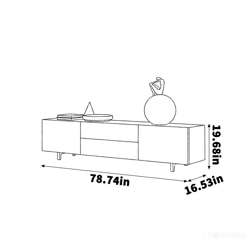 Meuble télé rétro, H 19,68 po x L 78,74 po x l 16,53 po