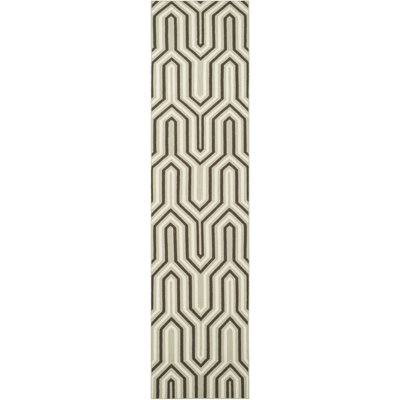 Tapis à motif géométrique en laine / coton tissé à la main Rodgers en brun / gris / beige