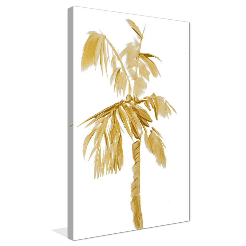«Gold Palms II», reproduction de peinture à l'aquarelle, H 30 po x l 18 po x P 1 po, Toile tendue