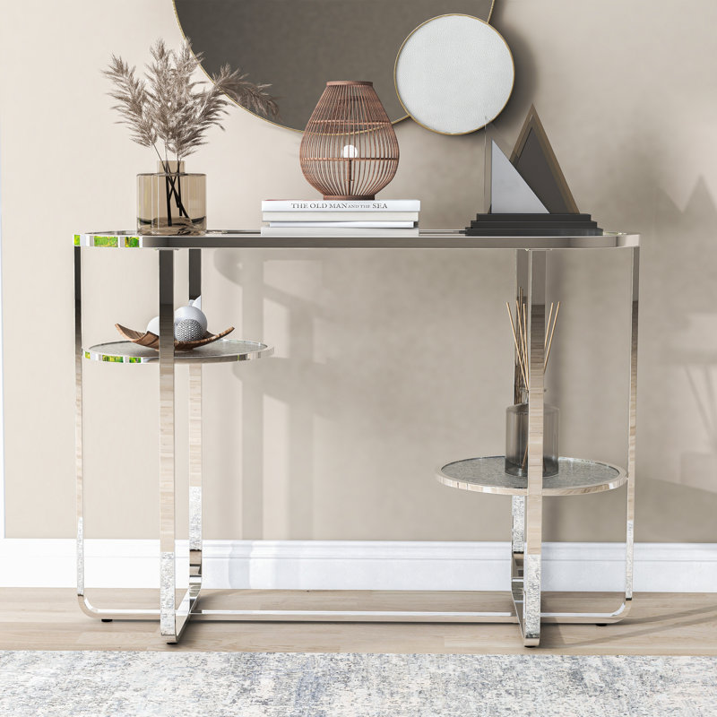 Arlander 42'' Glass Top Console Table