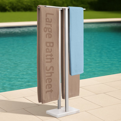 KES Bathroom Free Standing Towel Rack 43" H with Marble Base 2-Tier 18/8 Stainless Steel Brushed