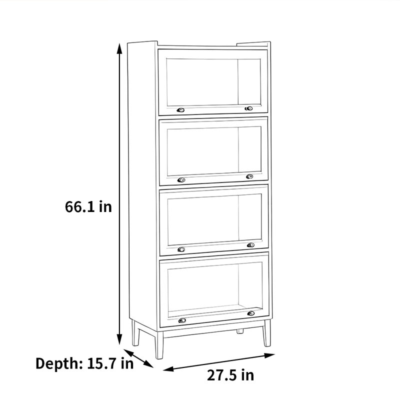 Bibliothèque polyvalente pour le rangement, (4 tablettes) H 66,1 po x l 27,5 po x P 15,7 po, Marron foncé