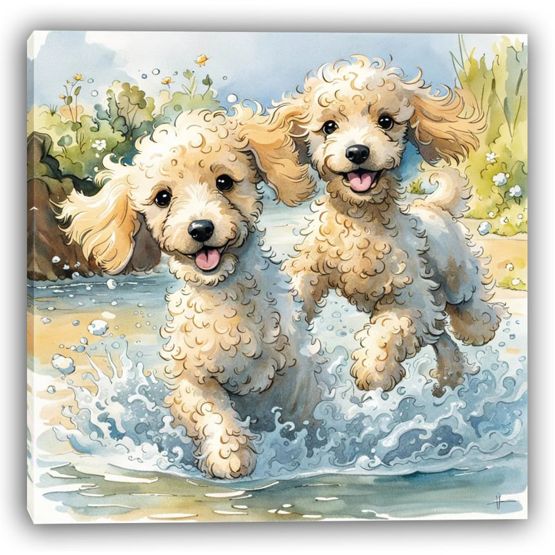Joyful Companions - Chiots enjoués au bord de l'eau