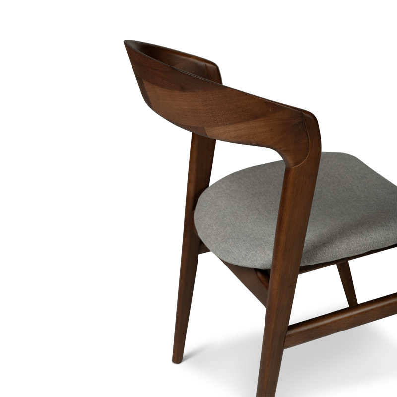 Modern Brazilian Upholstered Dining Chair, Nogal/Gray