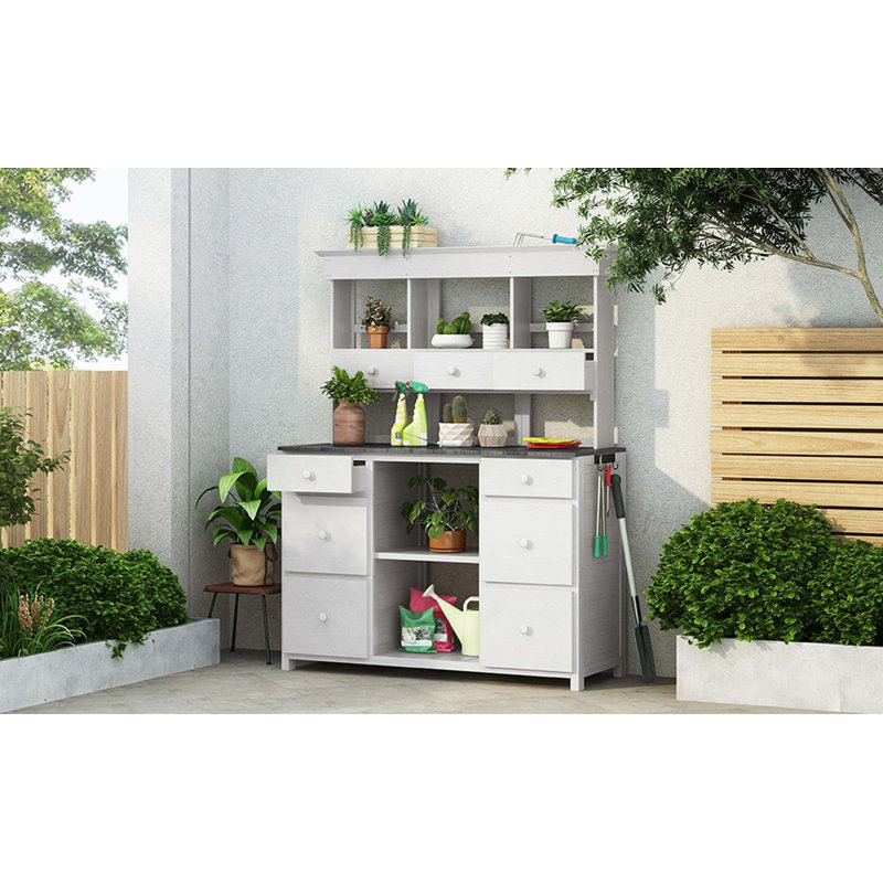 Banc de rempotage Shameika, Blanc / Gris