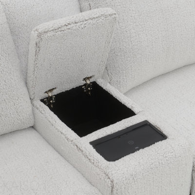 Canapé modulaire inclinable électrique modulaire en sherpa et velours gris