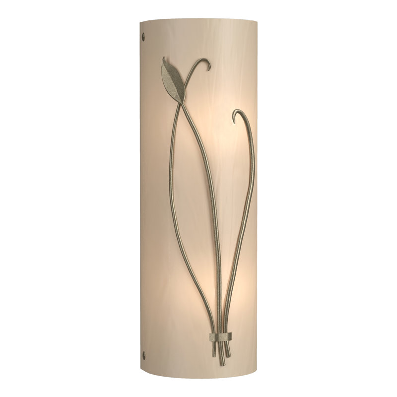 Leaf 2 - Light Flush Mounted Sconce, White Art Glass, Soft Gold, Left