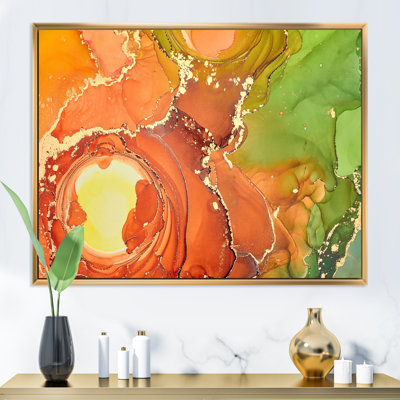 «Brown and Green Luxury Abstract Fluid Art», peinture sur toile