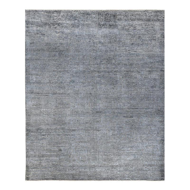 Tapis gris noué à la main Halesite, Rectangle 2 pi x 3 pi
