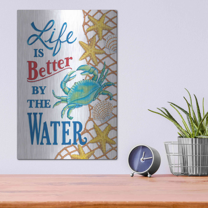 Mieux «par le crabe d'eau» par Deb Strain, art mural en métal, 16 po x 24 po, H 16 po x l 12 po