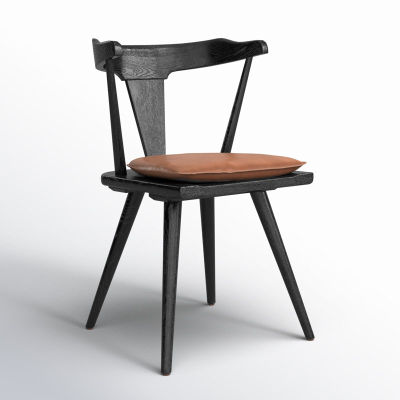 Lodi Dining Chair With Cushion, Black Oak, Whiskey Saddle