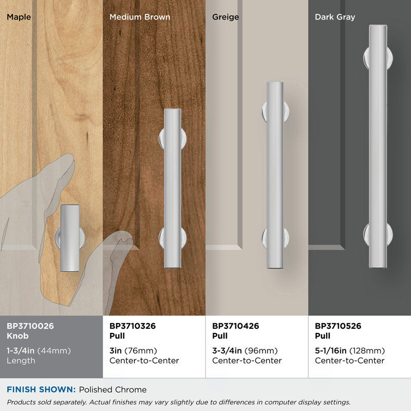 Bouton d'armoire Everett, Chrome poli, 1.75"