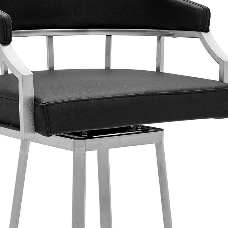 Chaise de bar en similicuir et fer, Noir, Tabouret de comptoir (siège d'une hauteur de 26 p