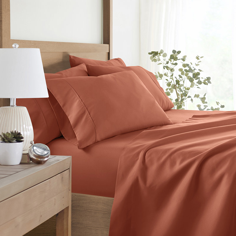 Sheet Set Solid Microfiber Ultra Soft Bedding, Clay, Twin Sheet Set with 2 Pillowcases