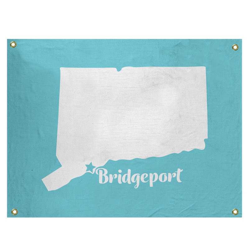 Tapisserie murale connecticut bridgeport, H 59 po x l 80 po, Bleu sarcelle