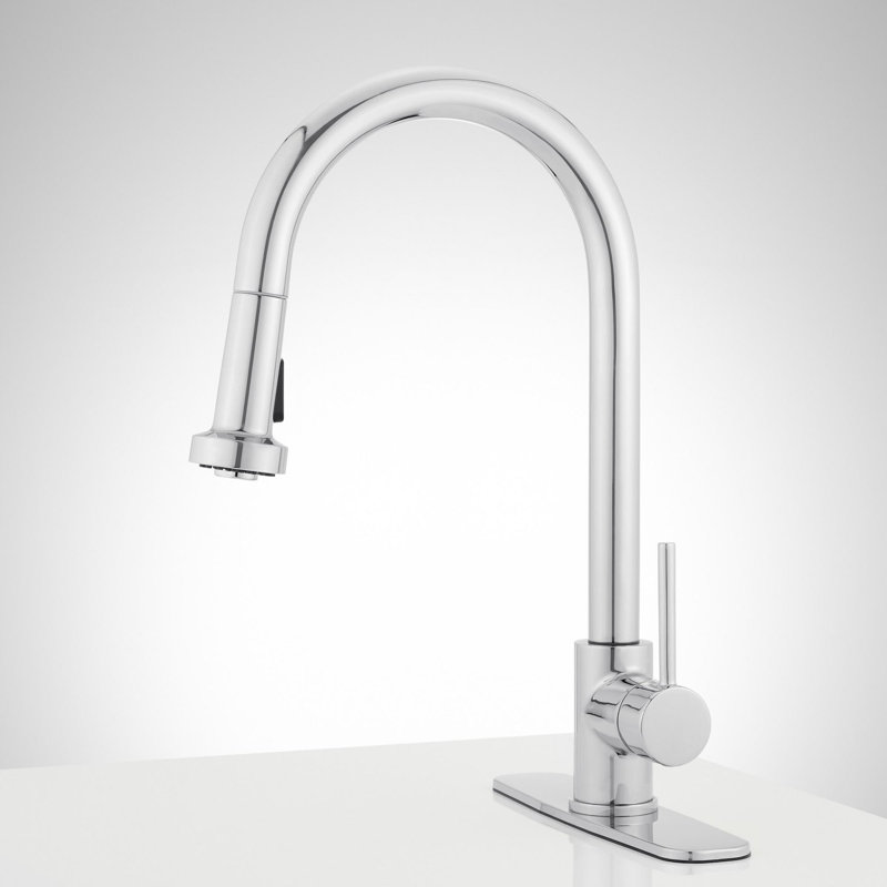 Ridgeway Pull-Down Kitchen Faucet with Deck Plate - Chrome, Chrome