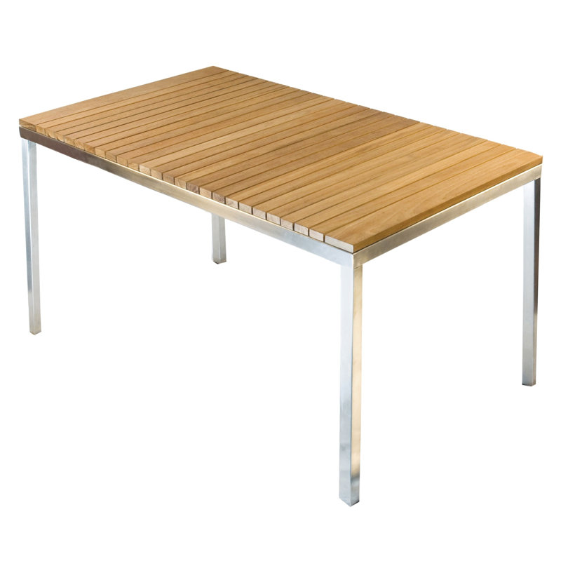 Grace Rectangular Metal Extendable Outdoor Dining Table , 64.88'' in. W 35.5'' in. D, Stainless Steel