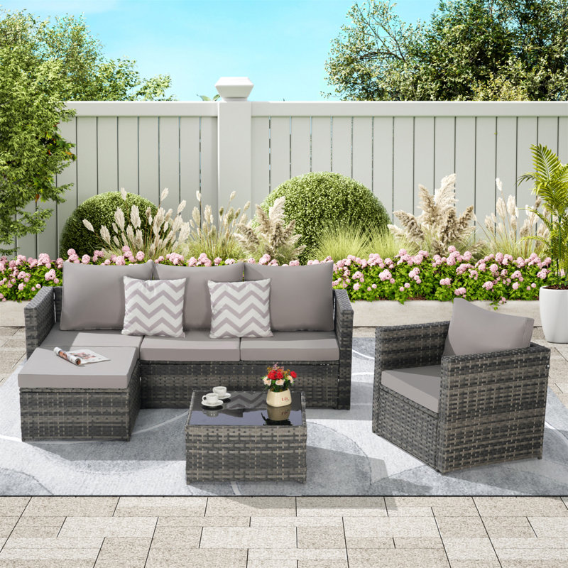 Ensemble de mobilier d'extérieur tissé pour relaxer et socialiser, Gris clair