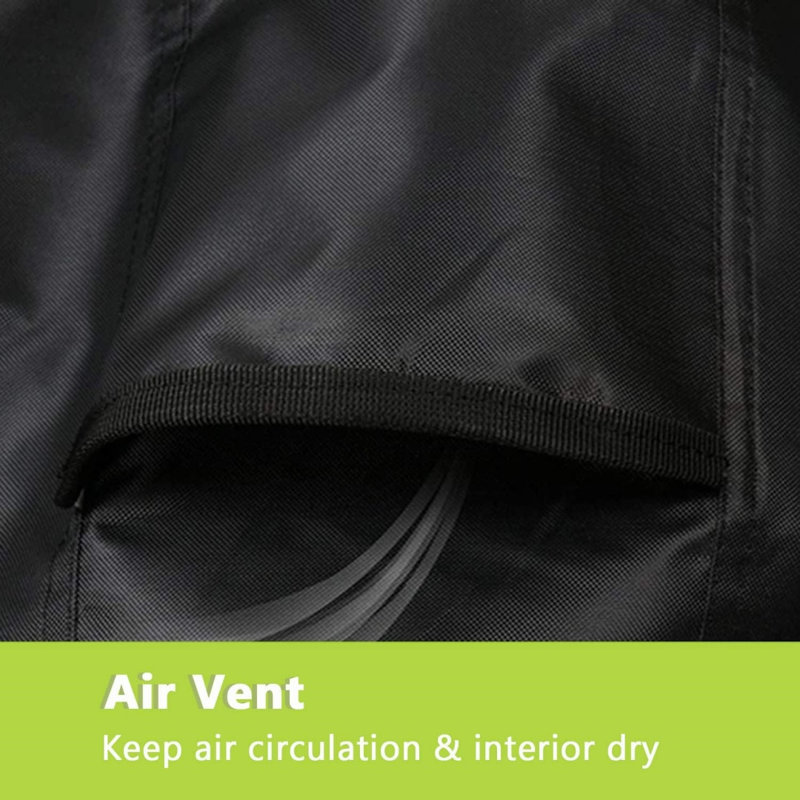 420D PU-Coated Black Round Fire Pit Cover, Waterproof with Vent/Handles/Buckles, 45"D x 25"H