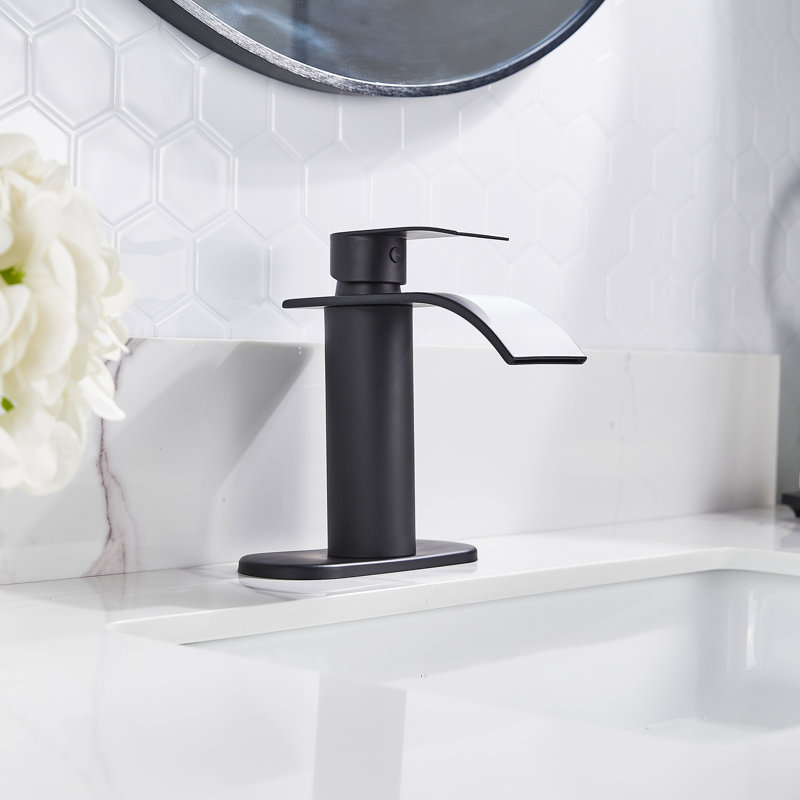 Single-Hole Single-handle Bathroom Faucet with Drain Assembly, Black