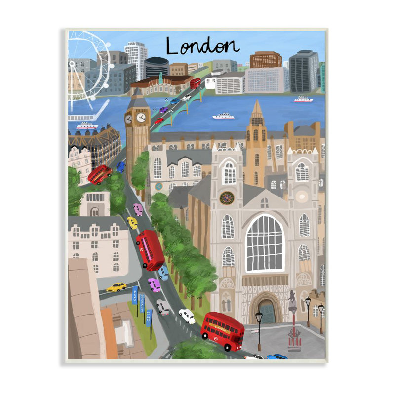 «European London Repères British City Skyline Architecture» par Carla Daly - impression d'art graphique, Plaque murale
