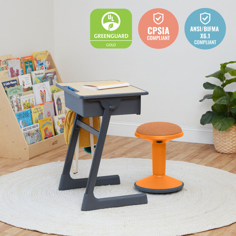 Adjustable Height Orange Wobble Stool with Non-Slip Seat