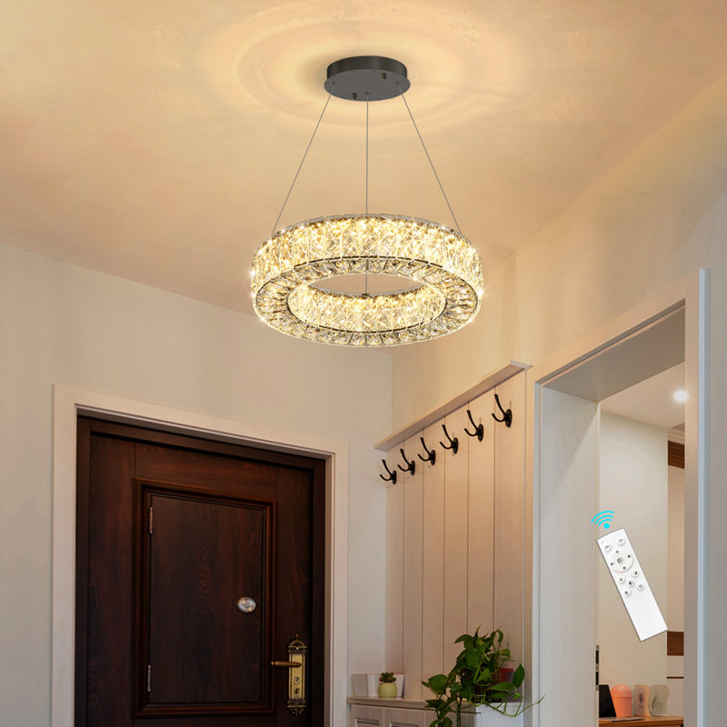 Modern Led Crystal  Ring Chandelier Black, Matte Black