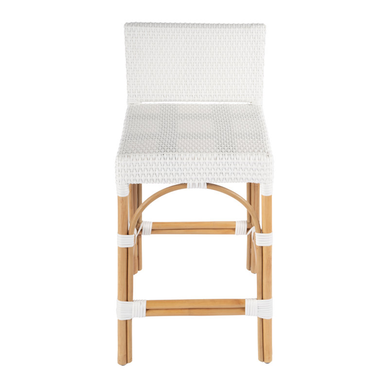 Tabouret de bar 24,5 po Estella, Blanc/naturel, Tabouret de comptoir (siège d'une hauteur de 24 p