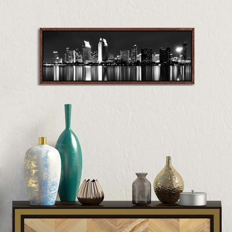 Unknown Artist 1 Piece Floater Frame Panoramic Wall Art on Canvas, 30.48 cm H x 91.44 cm W, Classic Wood