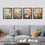 «Birds On Flower Blossom Branches Vibrant Colorful», reproduction d'art encadrée 4 pièces-97770596-97770597