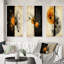 «Harmony Circular Abstract Orange White Black II», 3 pièces sur toile-461420037-461420093