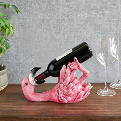 Porte-bouteilles en polyrésine Flamingo, 1 bouteille (rose)