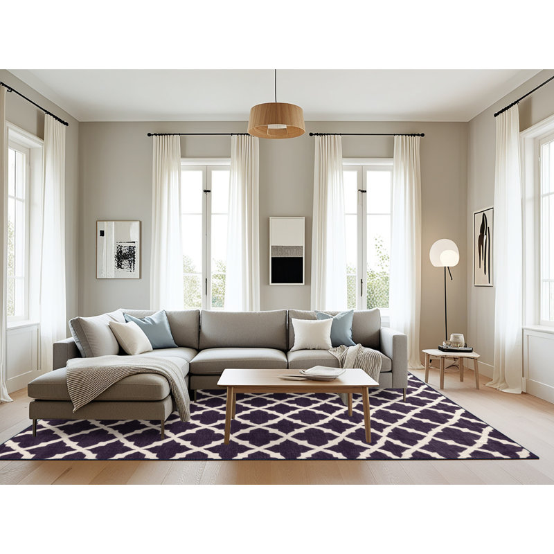 Tapis mauve lavable à la machine, Rectangulaire 8 pi x 10 pi