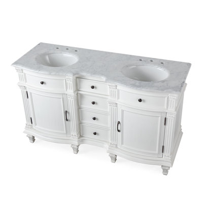 Ojeda 60 " W Freestanding Standard 2 Double Vanity Bathroom Vanity With Carrara Marble Top