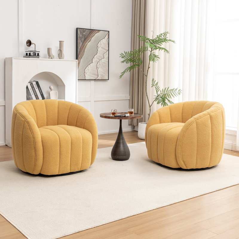 Fauteuil demi-tonneau pivotant, Mélange de polyester jaune