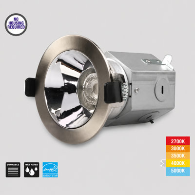 3in. Integrated Led Canless Recessed Light With Brushed Nickel Trim And Silver Reflector With Cct