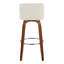 Tabouret de bar 30 po à hauteur fixe avec pivot en bois de noyer et tissu crème Toriano-108382047-108382036