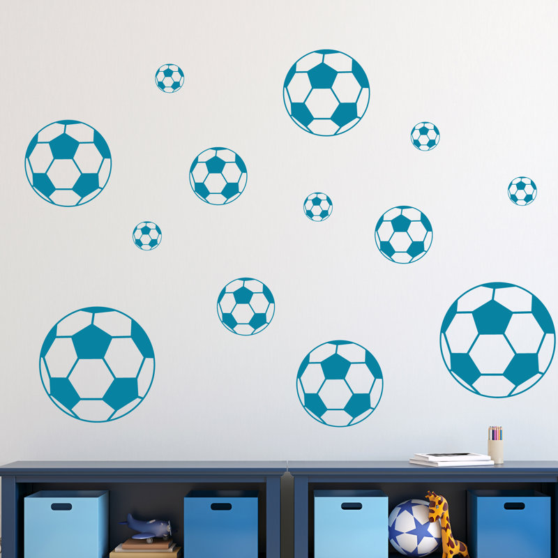 Adhésif décoratif ballons de soccer, Bleu sarcelle