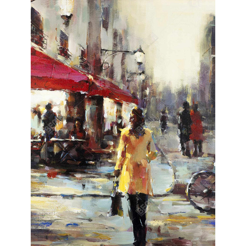 Femme marchant à Paris - art contemporain sur toile de salon