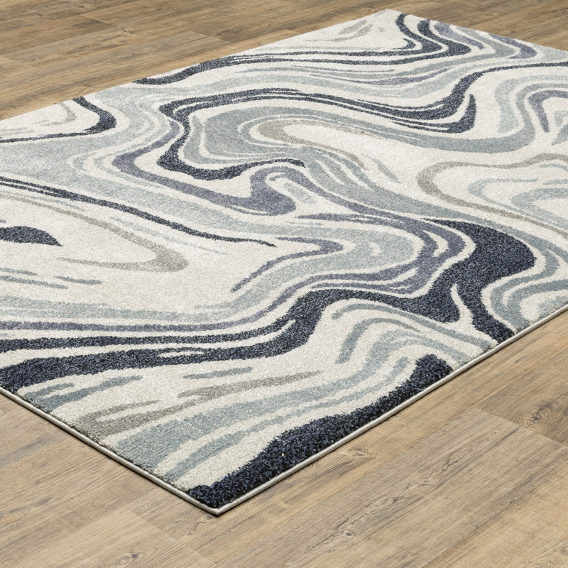 Tapis bleu / gris Genesis, Rectangle 7 pi 10 po x 10 pi