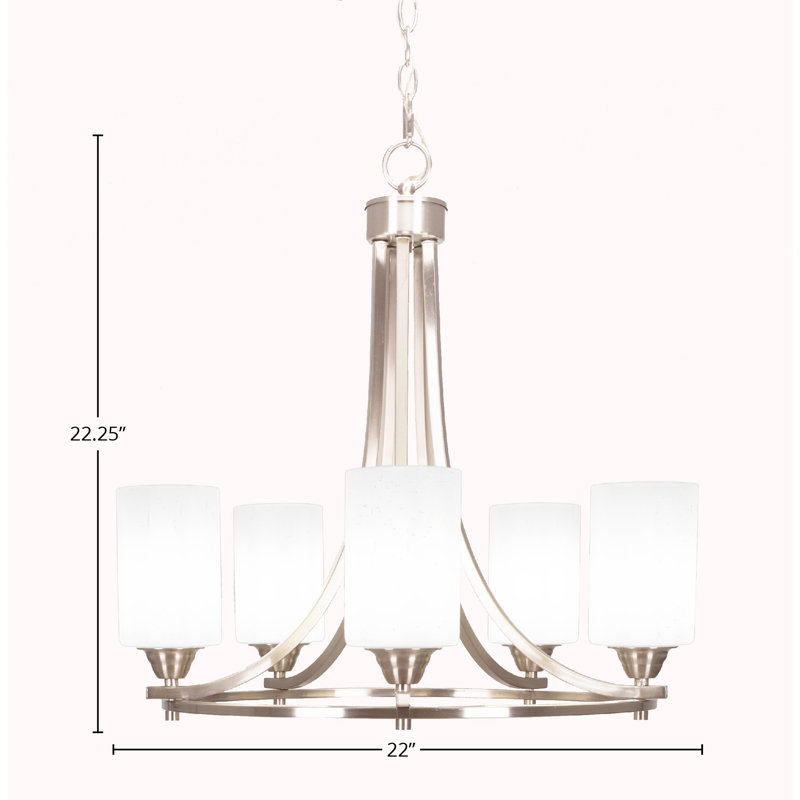Paramount 5 Light Uplight Chandelier, White Muslin