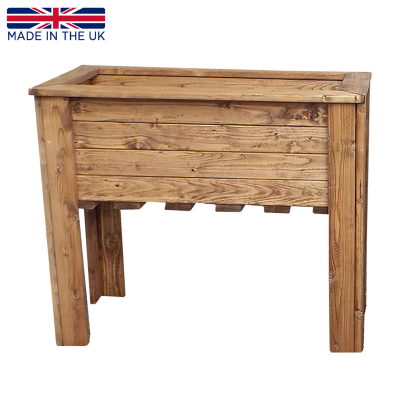 Large Wooden Trough Rustic Scandinavian Redwood Rectangular Planter H72 L57 W33 Cm, 73.6 Ltrs Cap.
