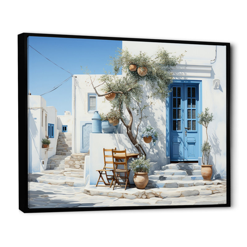 «Grèce Cycladic Harmony IV», art mural sur toile Grèce, H 12 po x l 20 po, Cadre flottant noir