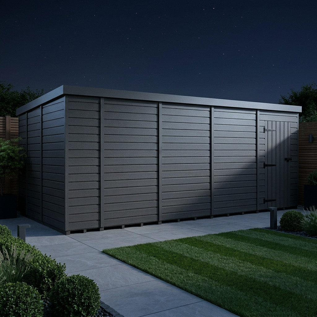 Total Sheds 19ft x 9ft Composite Pent Garden Shed - Single Door - No Windows - EPDM Rubber Roof - UK Manufactured