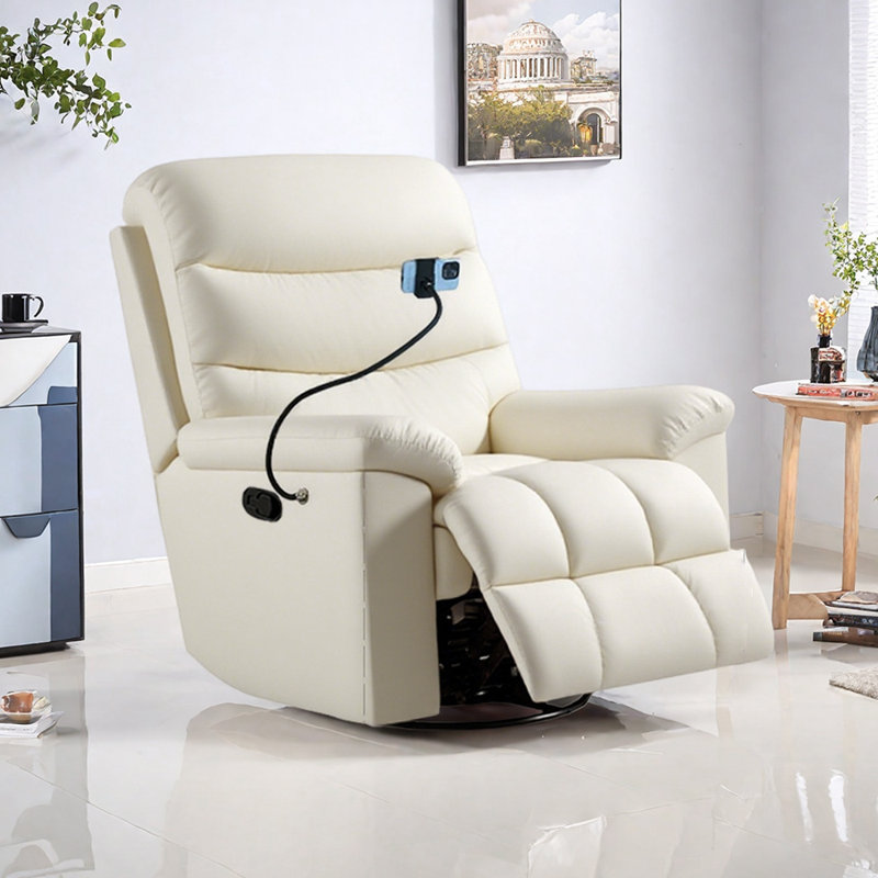 Fauteuil inclinable ergonomique multifonctionnel en similicuir, Beige
