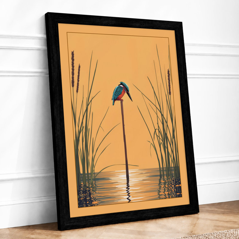 Kingfisher at Dawn Coastal - Framed Print, A3 - 42.0 x 29.7 cm, Black