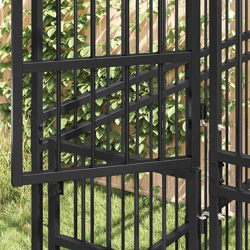 Structure robuste pour chenil d'extérieur pour chien en acier thermolaqué noir, H 78,7 po x l 113,4 po x P 75,6 po