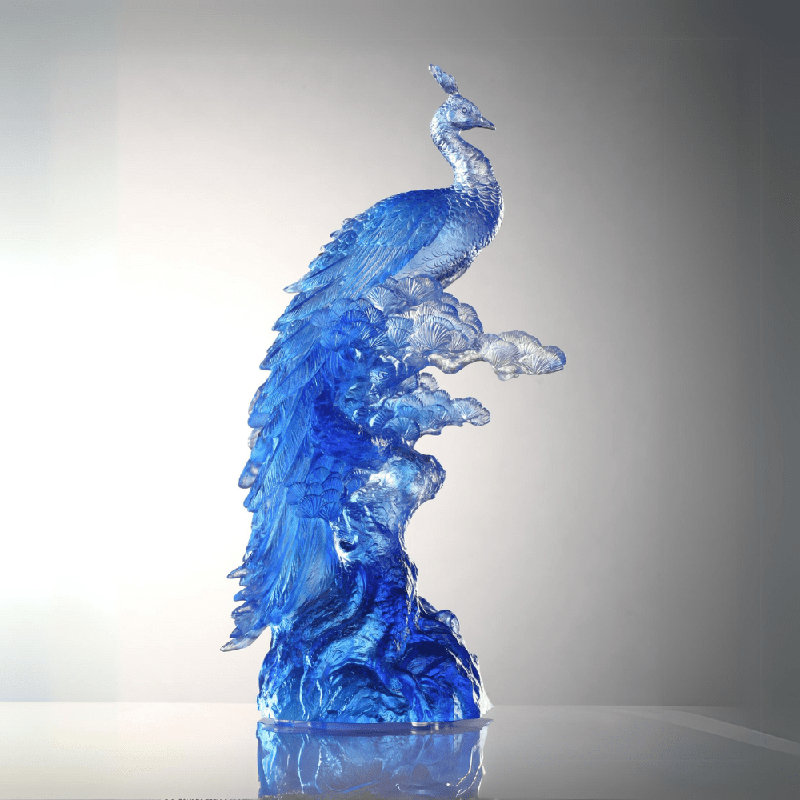 LIULI Crystal Art, Crystal Bird, Peacock | Divine Splendour