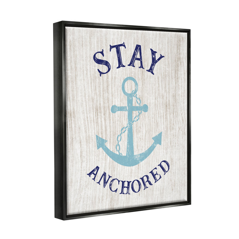 «Stay Anchored Rustic Nautical Beach» par CAD Designs, Cadre flottant noir de jais, H 21 po x l 17 po x P 1,7 po