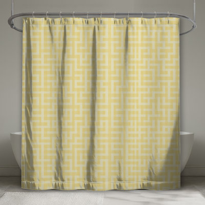 Rideaux de douche jaune à motif géométrique